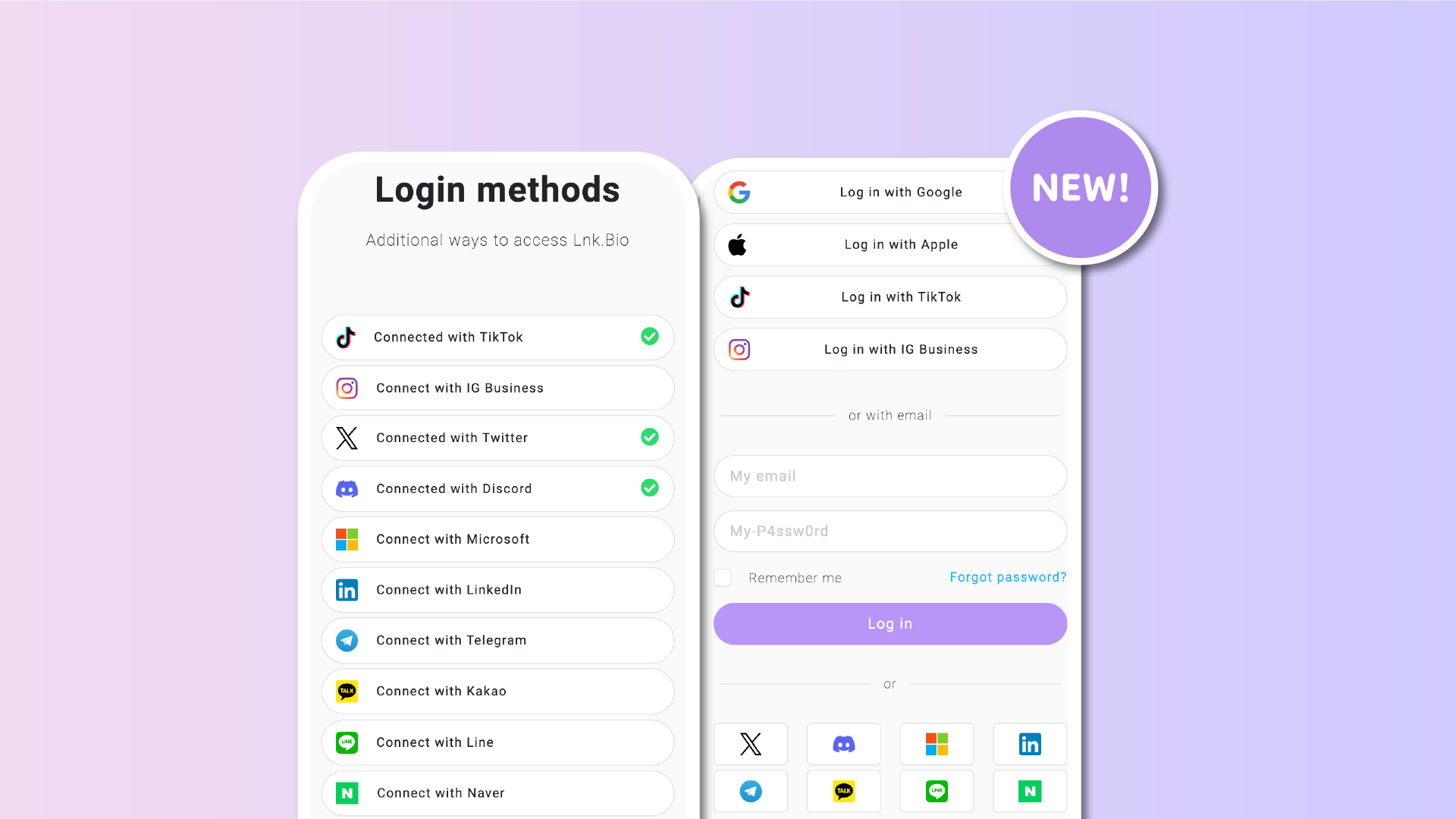 Add multiple login methods to your Lnk.Bio account