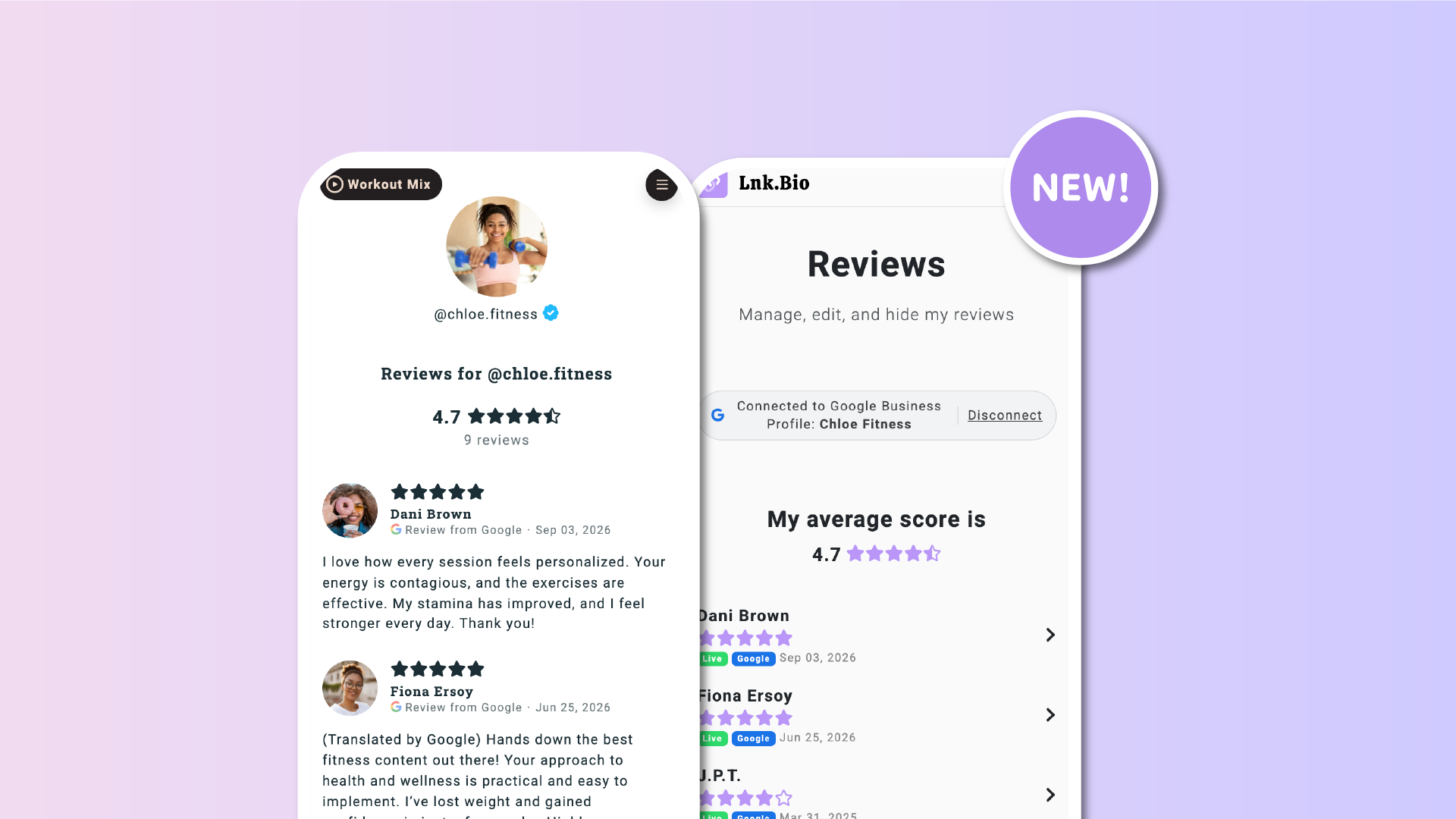 I-import ang iyong mga Google review sa iyong Lnk.Bio page