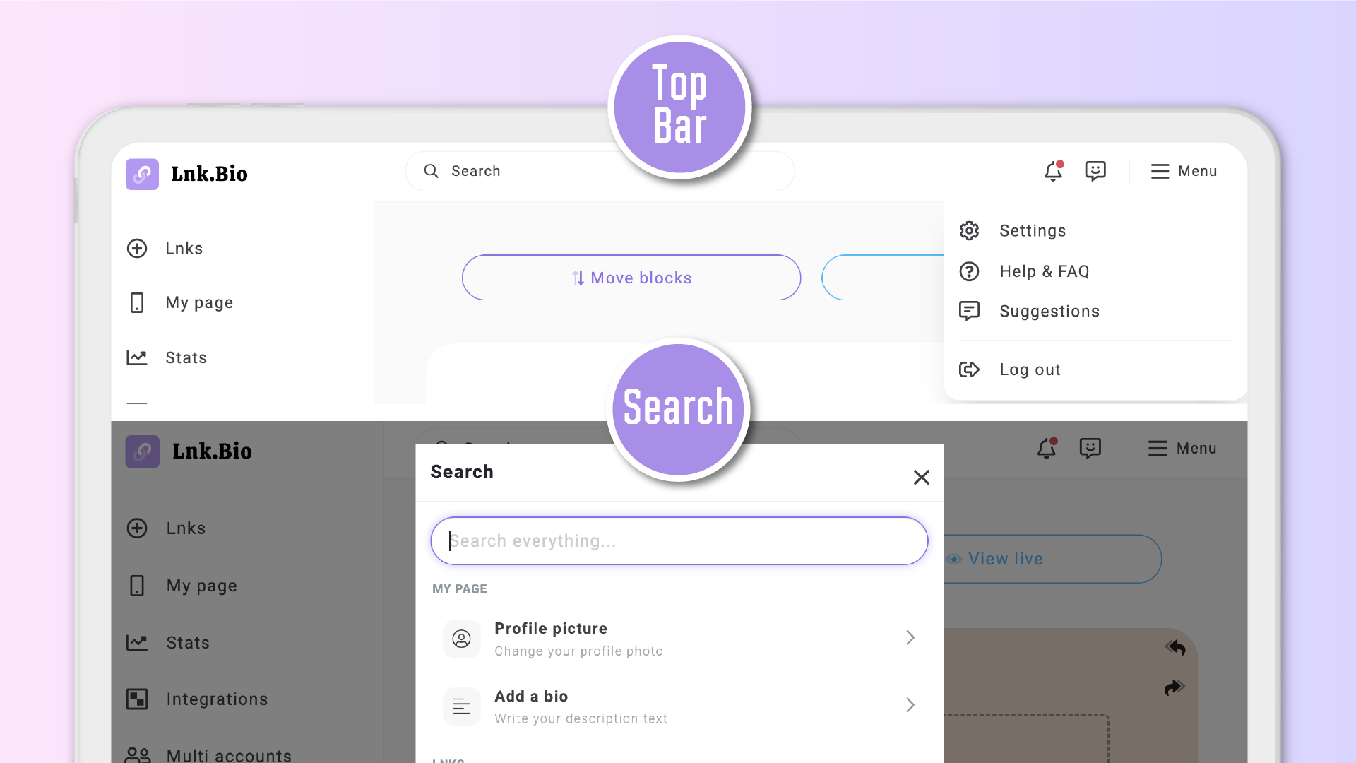 LnkBio search: Find anything in your Lnk.Bio dashboard