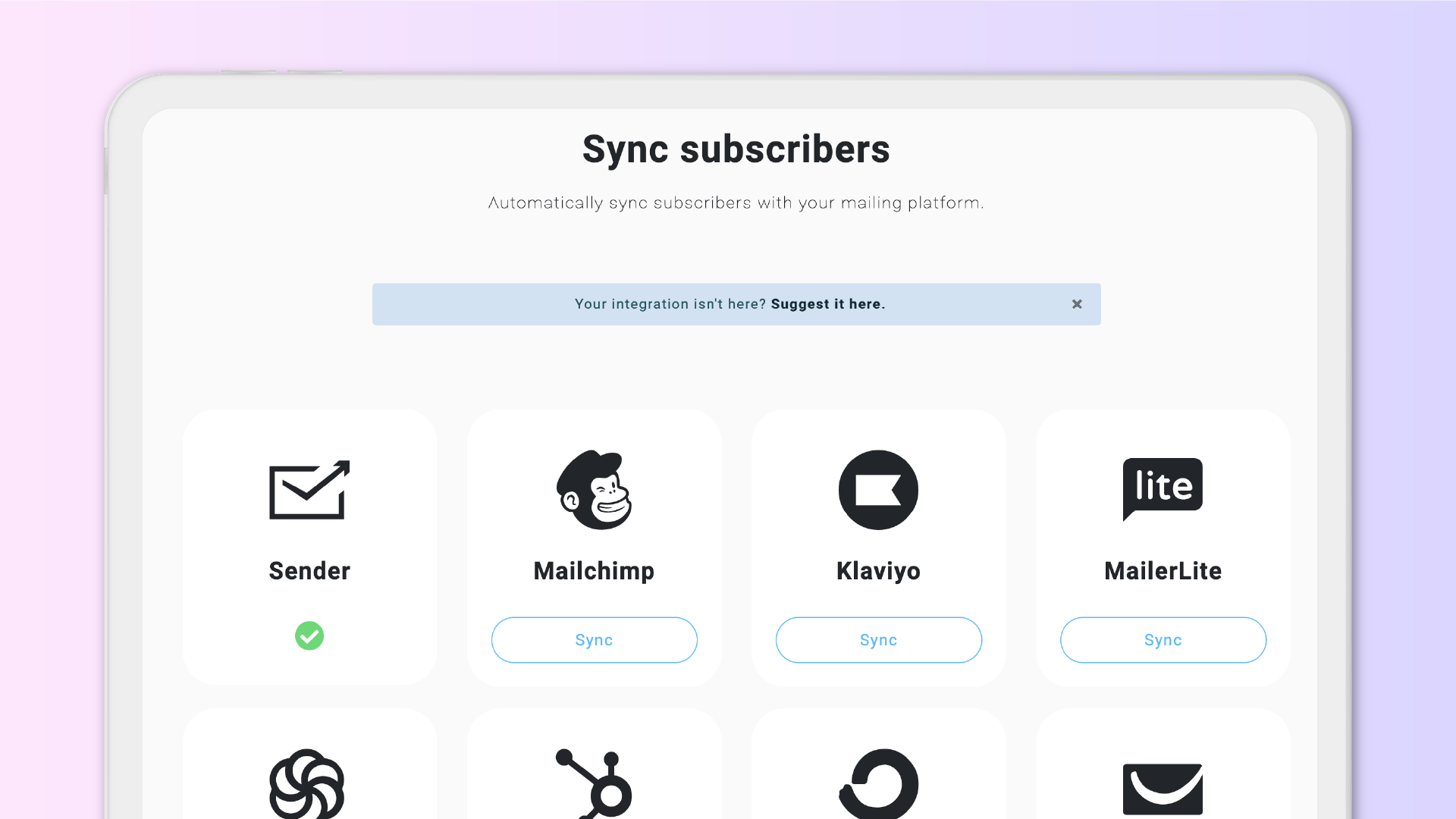 A revised Newsletter Sync page