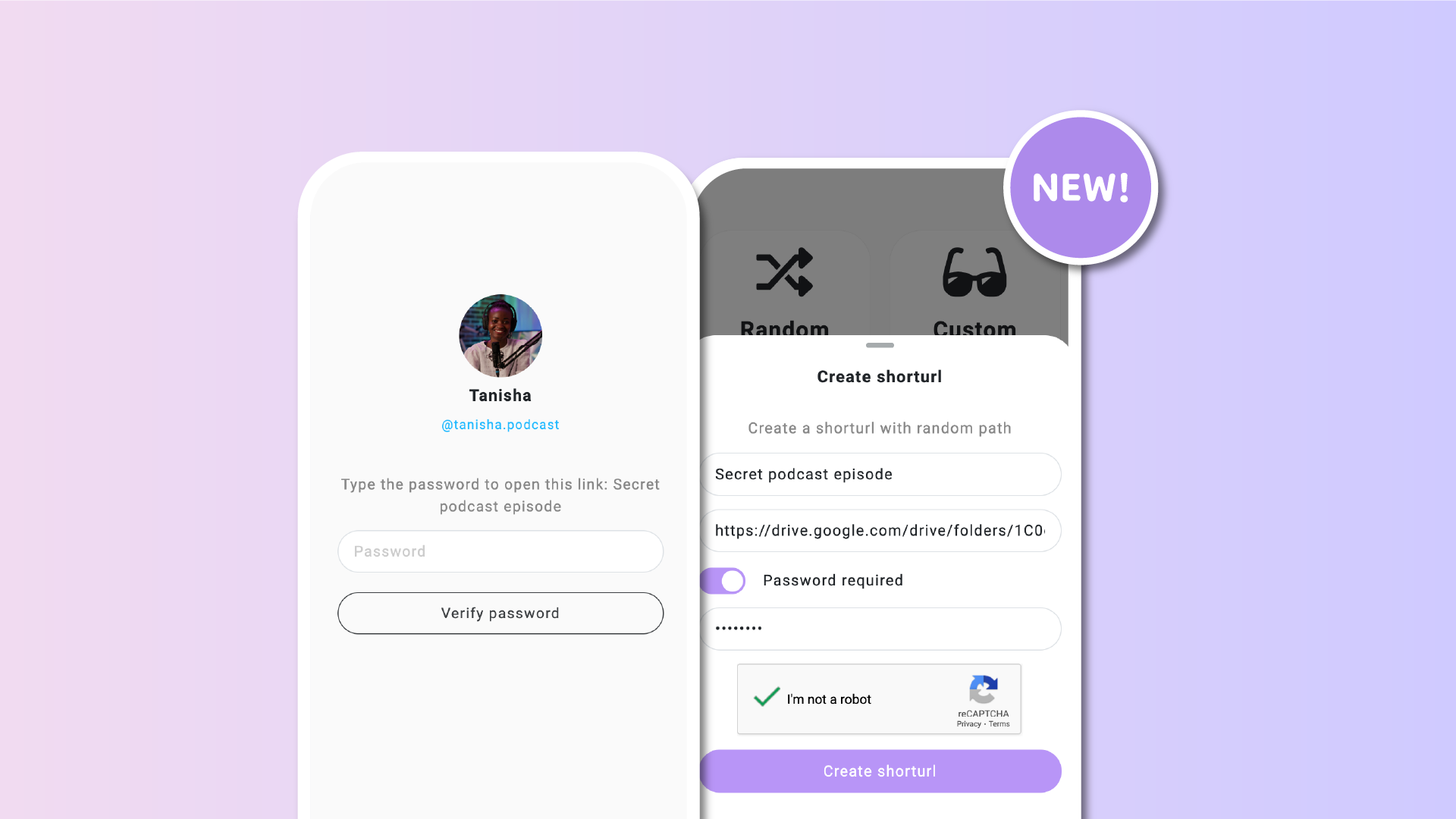 Secure your shorturls with a custom password