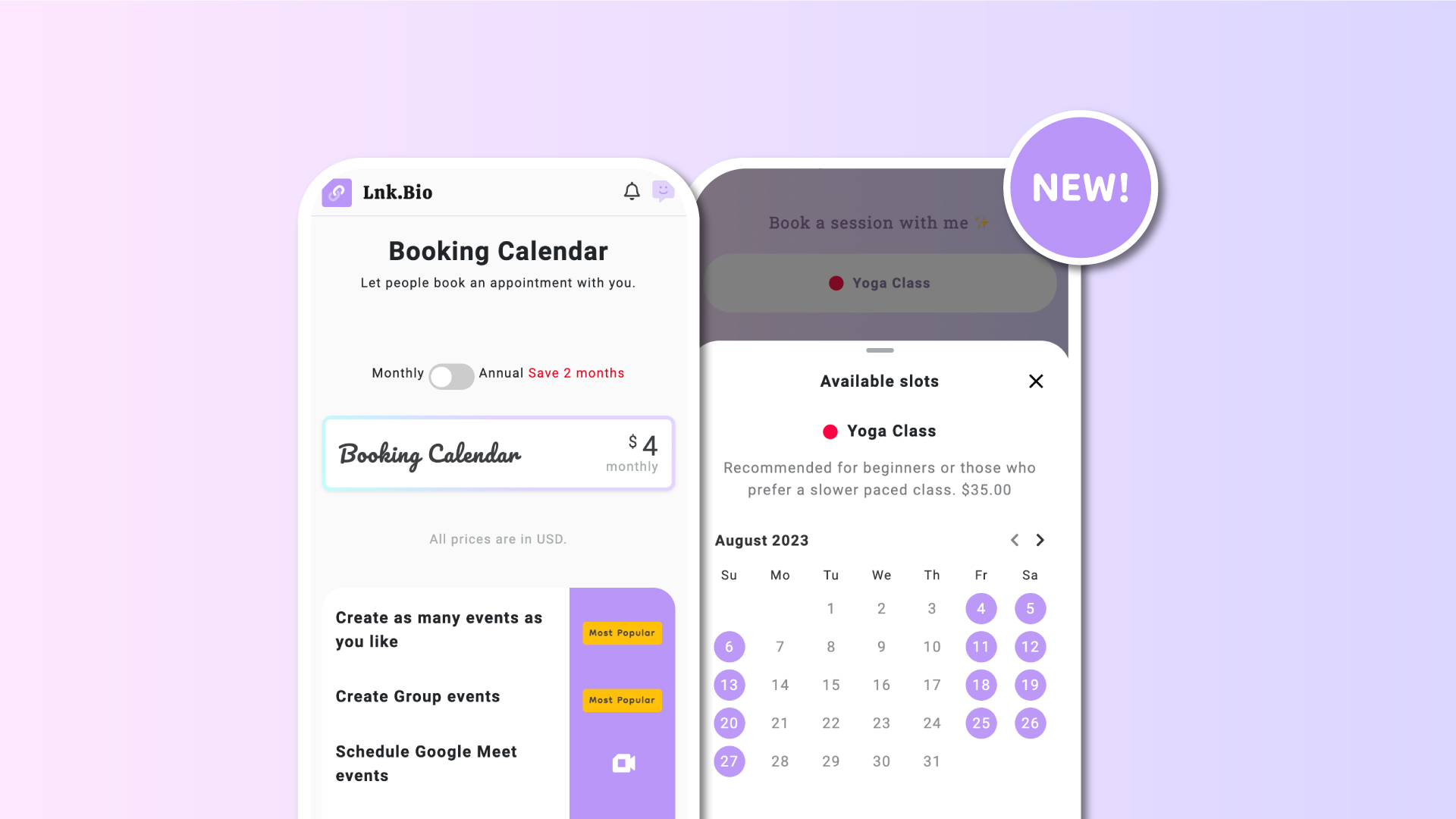 Smarter booking calendars on Lnk.Bio