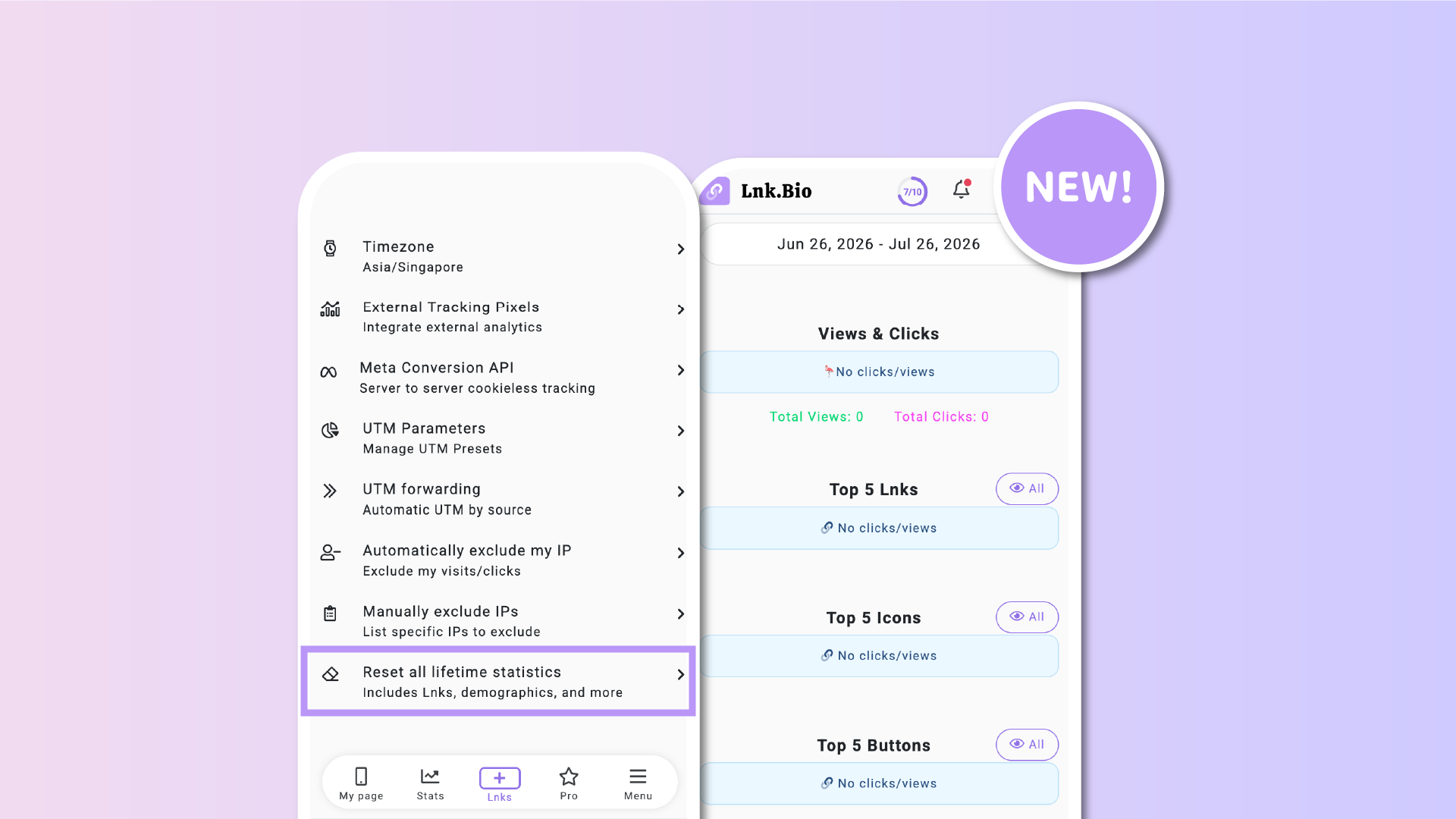 Start fresh with one-click stats reset