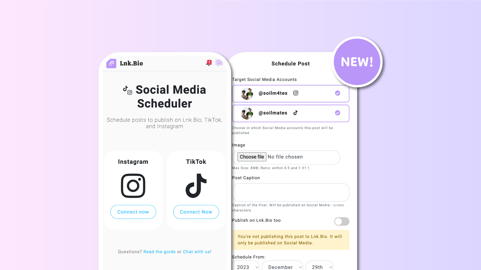 TikTok Scheduler: publish Videos and Images on TikTok directly from Lnk.Bio