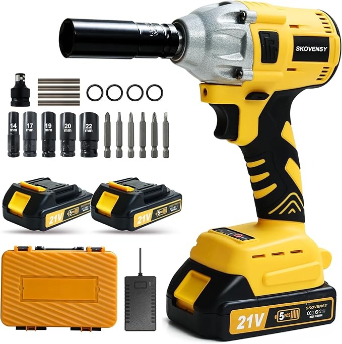 Brushless Impact Gun with 2 Batteries & 5 Sockets