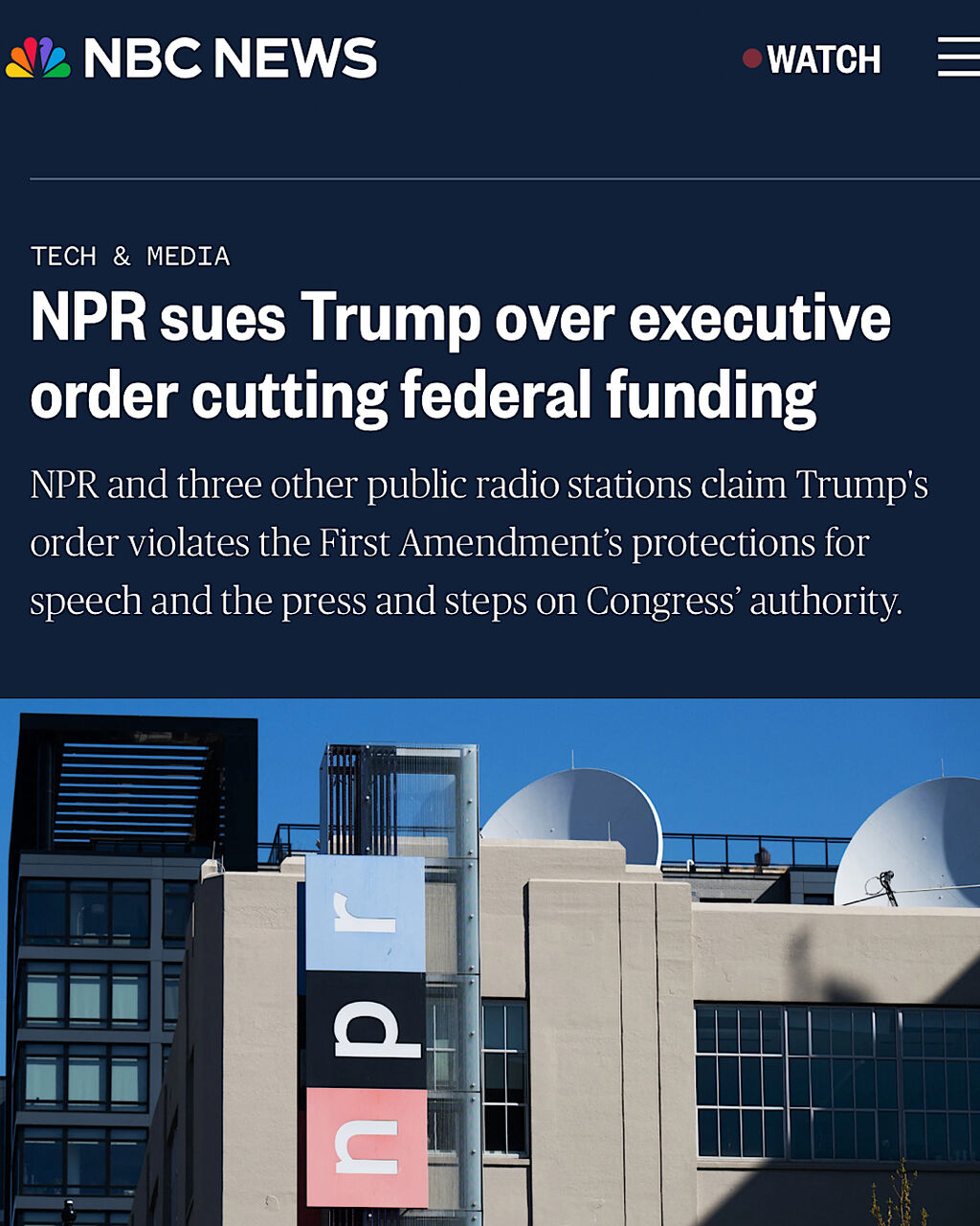 NPR sues Trump over executive order cutting federal funding