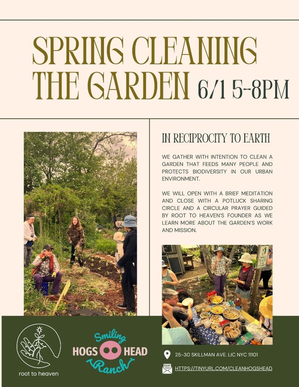 6/1, 5-8pm | Garden Cleanup & Community Potluck w. Root To Heaven (Smiling Hogshead Ranch)