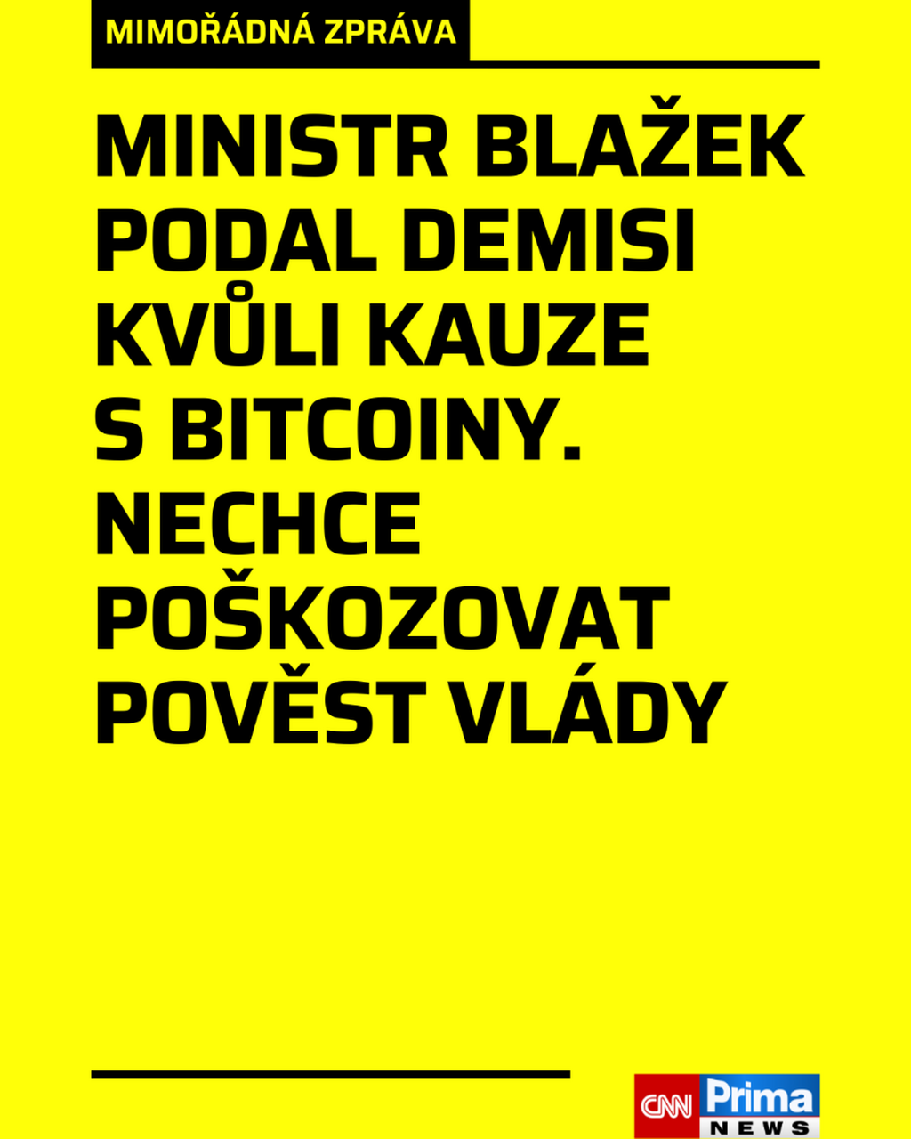 Ministr Blažek podal demisi kvůli kauze s bitcoiny. Nechce po&scaron;kozovat pověst vl&aacute;dy