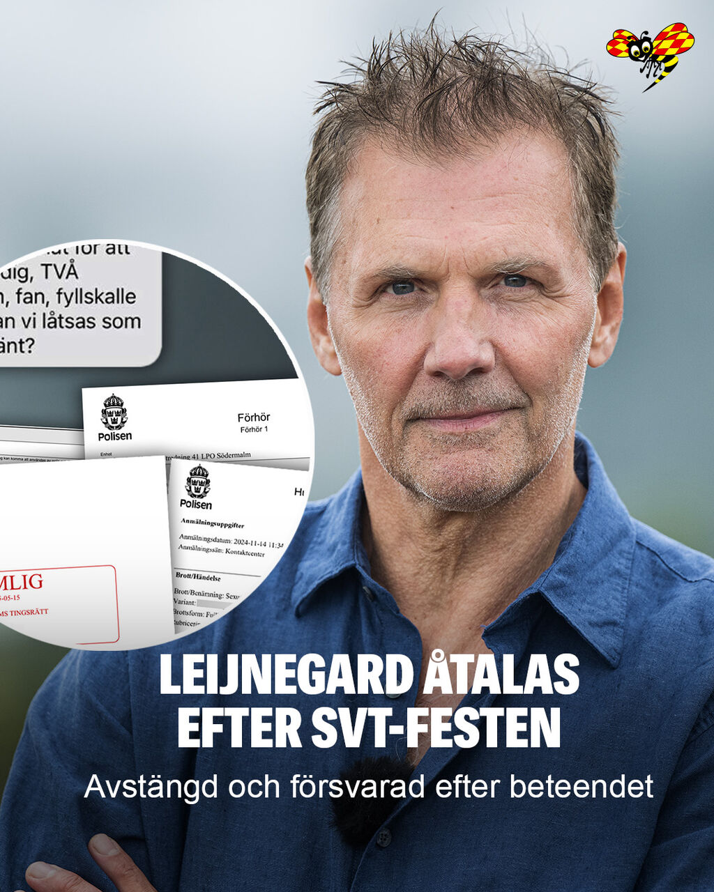 Leijnegard &aring;talas efter SVT-festen &ndash; avst&auml;ngd och f&ouml;rsvarad efter beteendet