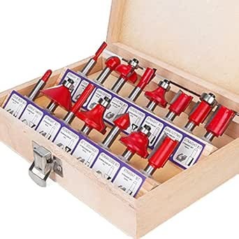 15 Pcs Router Bits Set 1/4 Inch Shank Woodworking Cutter Set Trimming Knife Milling Cutter Machine Set for Wood Carbide Mill