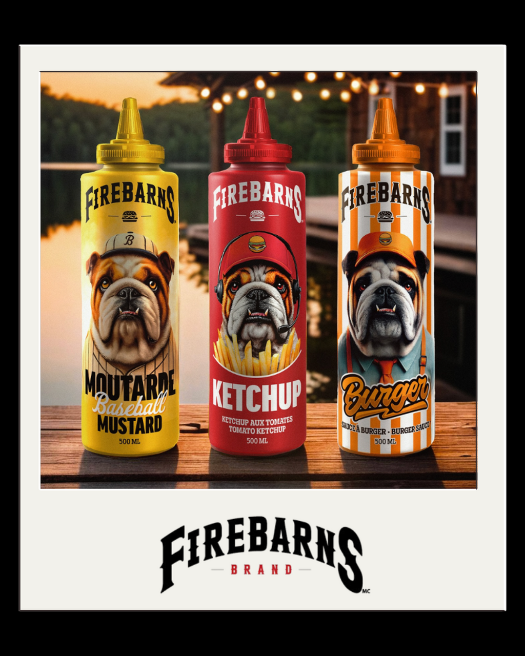 Firebarns, ketchup, mustard, burger sauce, BBQ sauces, condiments, hot sauces, Barney the Bulldog
