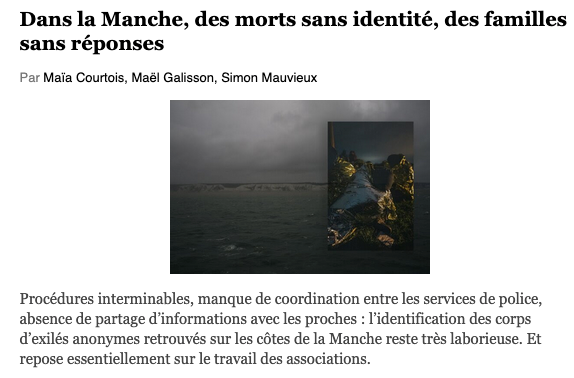 [Mediapart]&nbsp;Lost in the Channel: the migrants who disappear en route to England