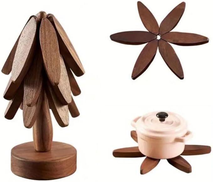 Table Mats - Wooden Mat Placemats for Table,Reusable Wood Small Tree Insulation Pad Wood Hot Pads for Table