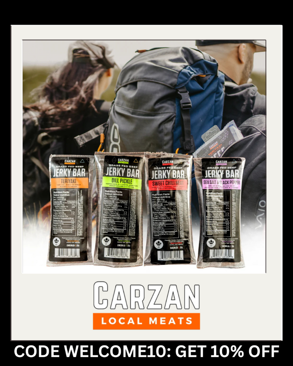 Carzan Local Meats beef jerky 100% Canadian grass-fed beef 