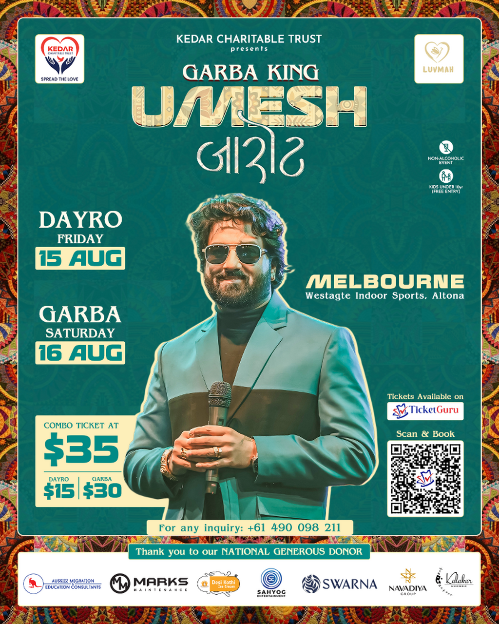 MELBOURNE - UMESH BAROT - DAYRO & GARBA - 15 & 16 AUG