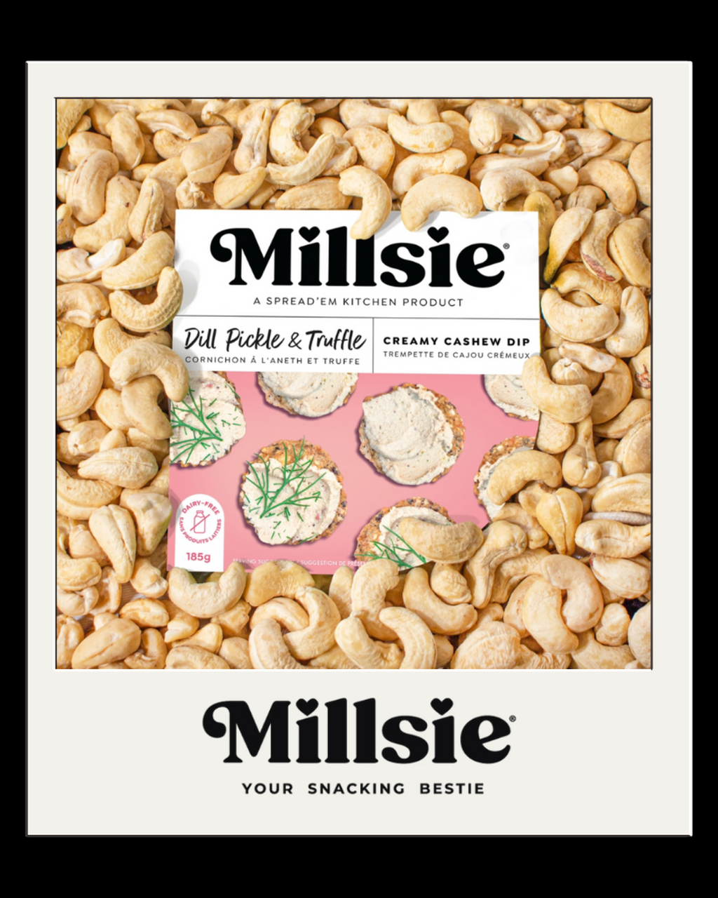 Millsie Foods, Spread'Em Kitchen, fermented, cashew dip, cashew cheese, dairy substitute, vegan