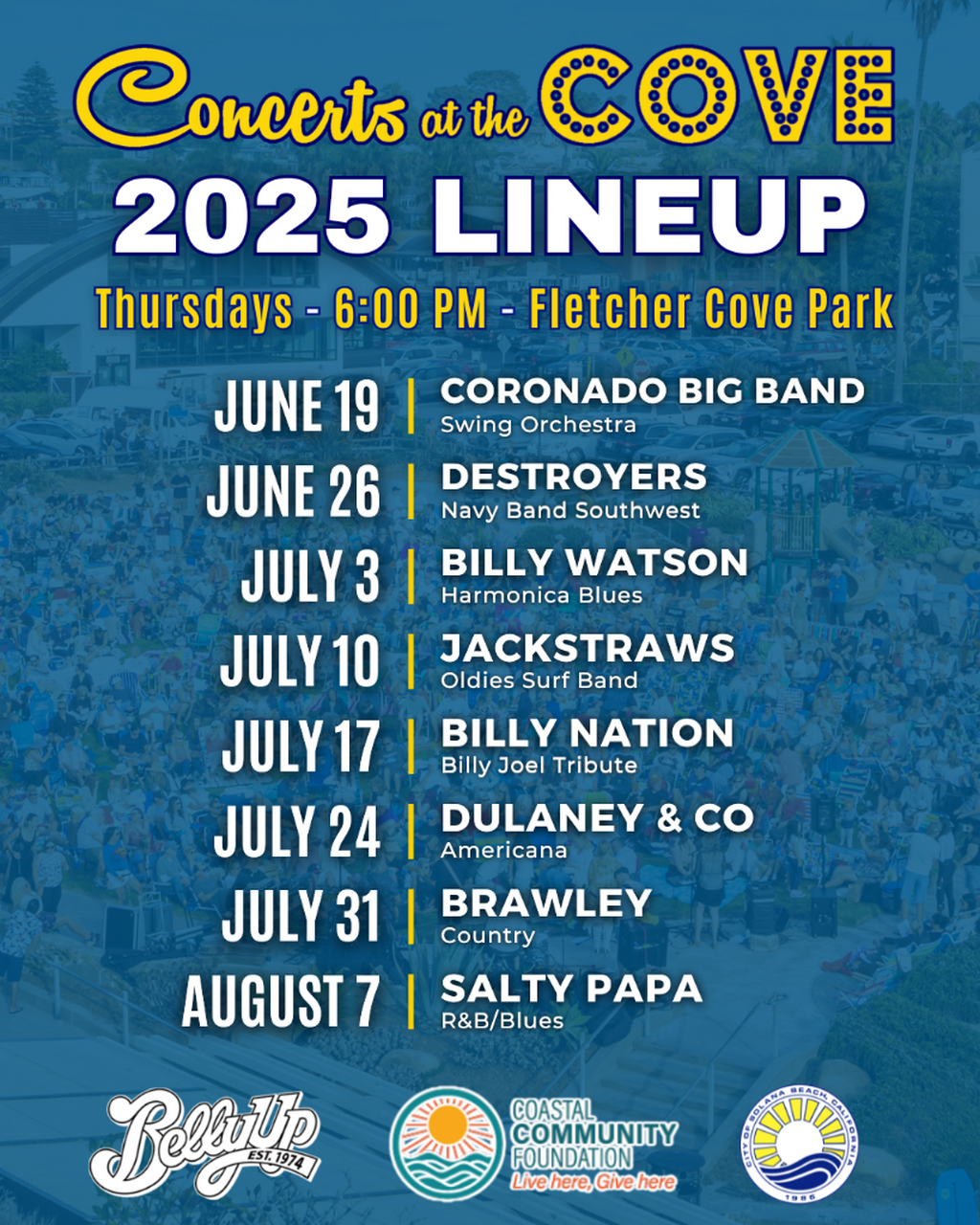 Concerts at the Cove 2025 Lineup 
