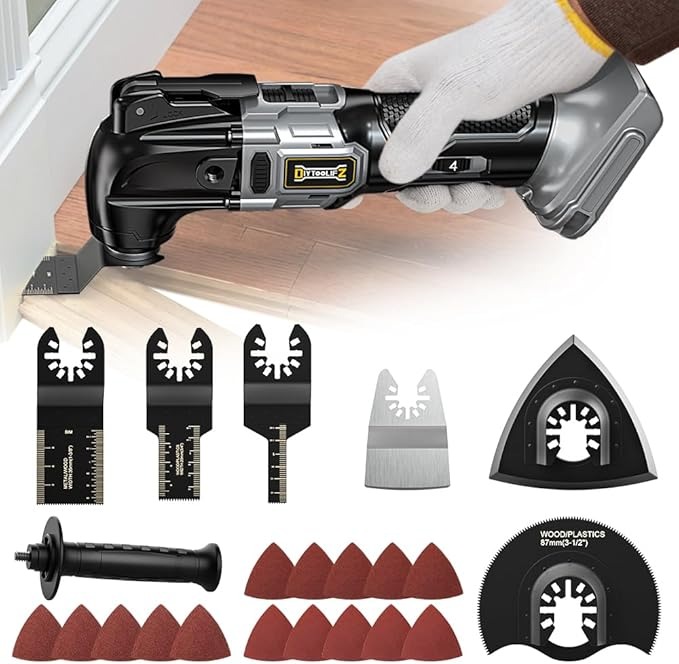 Cordless Oscillating Tool for Dewalt 20V Battery, 6 Variable Speed Brushless-Motor Tool, Oscillating Multi Tool Kit for Cutting Wood