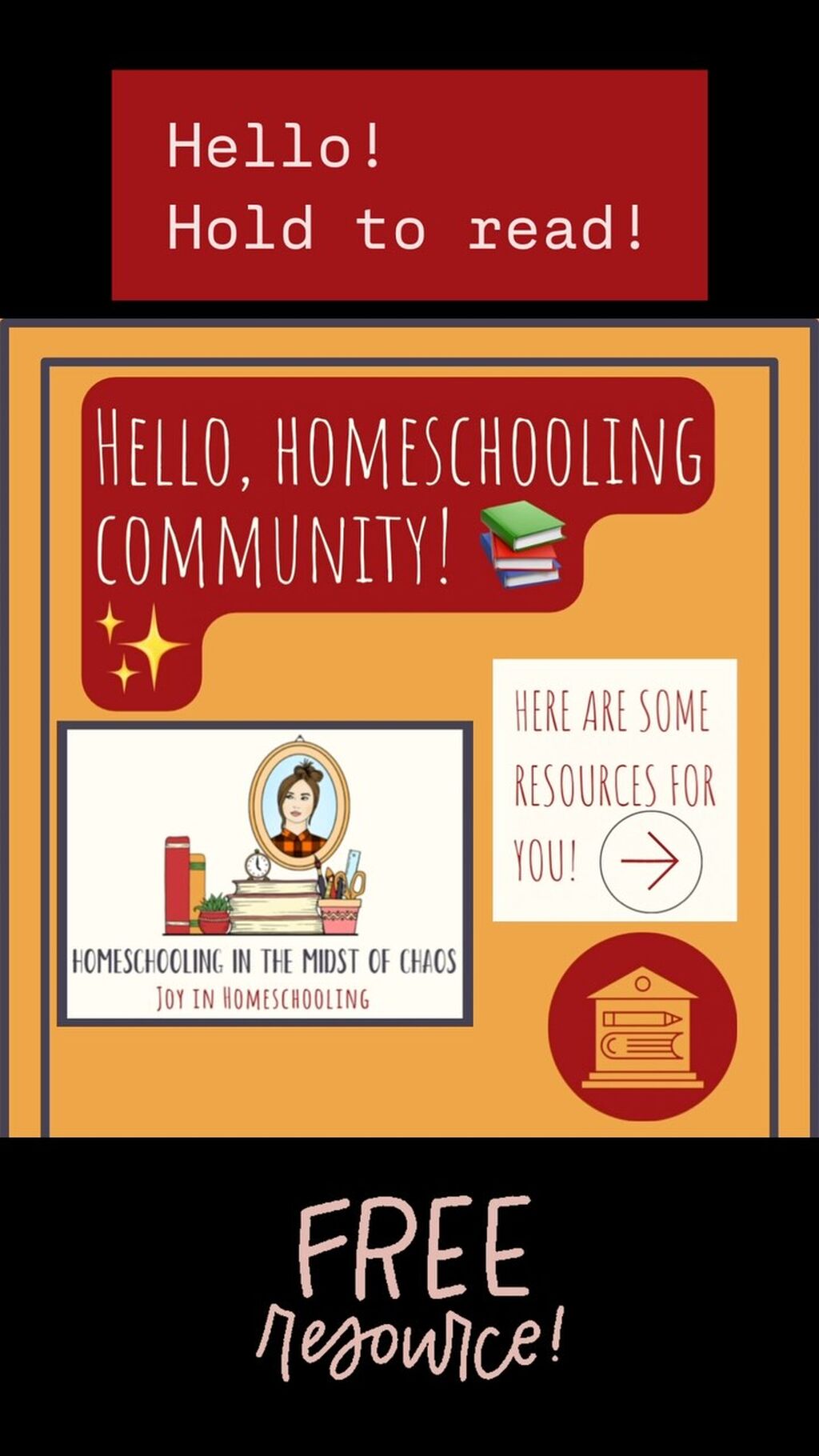 Information for the Homeschool Resource Center - Instagram Post