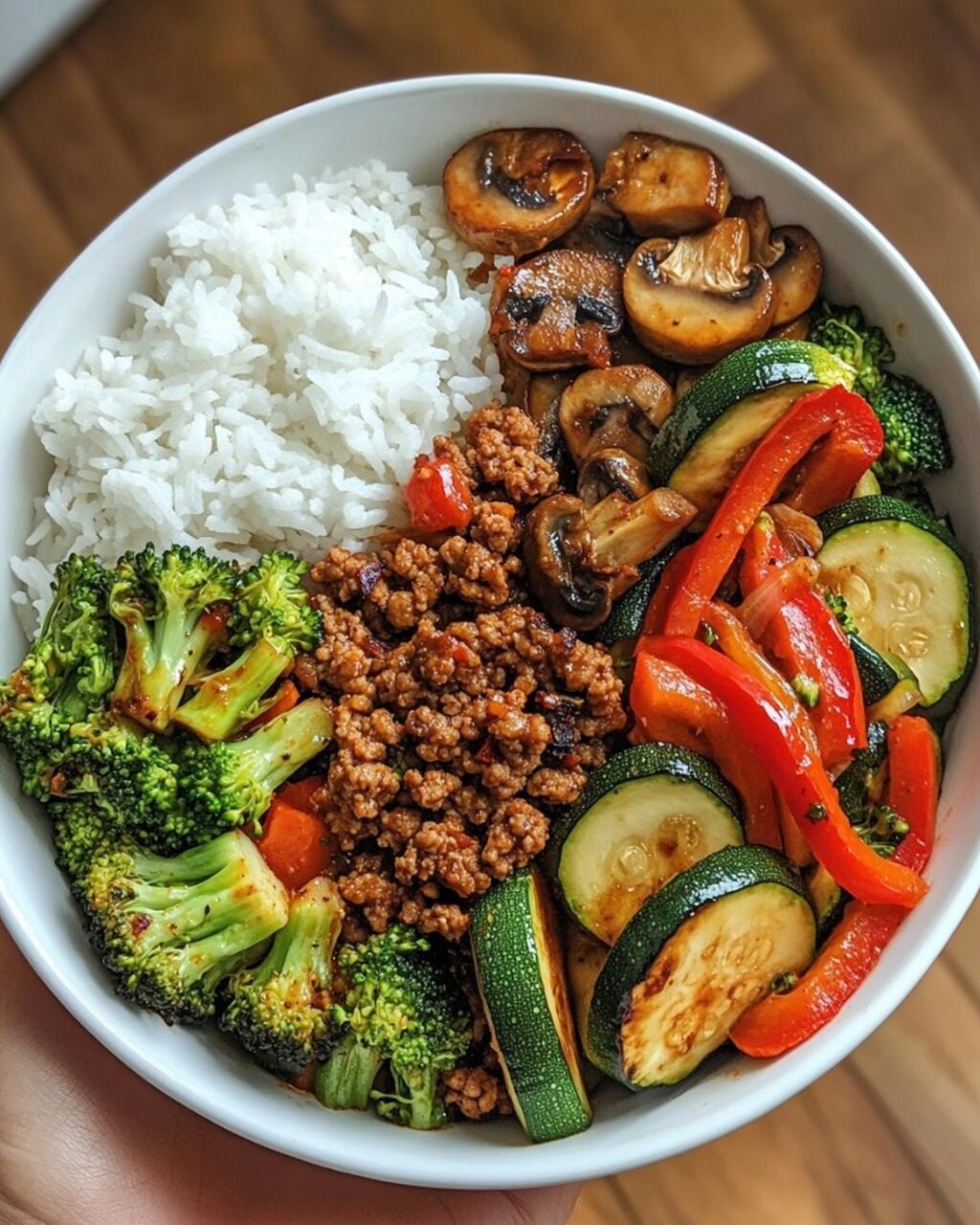 Spicy Ground Beef Stir-Fry Bowl with Garlic Veggies