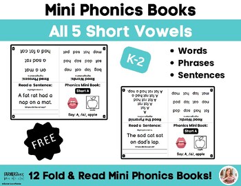 Phonics Mini-Books- All 5 Short Vowels, CVC Words, Decodable Sentences