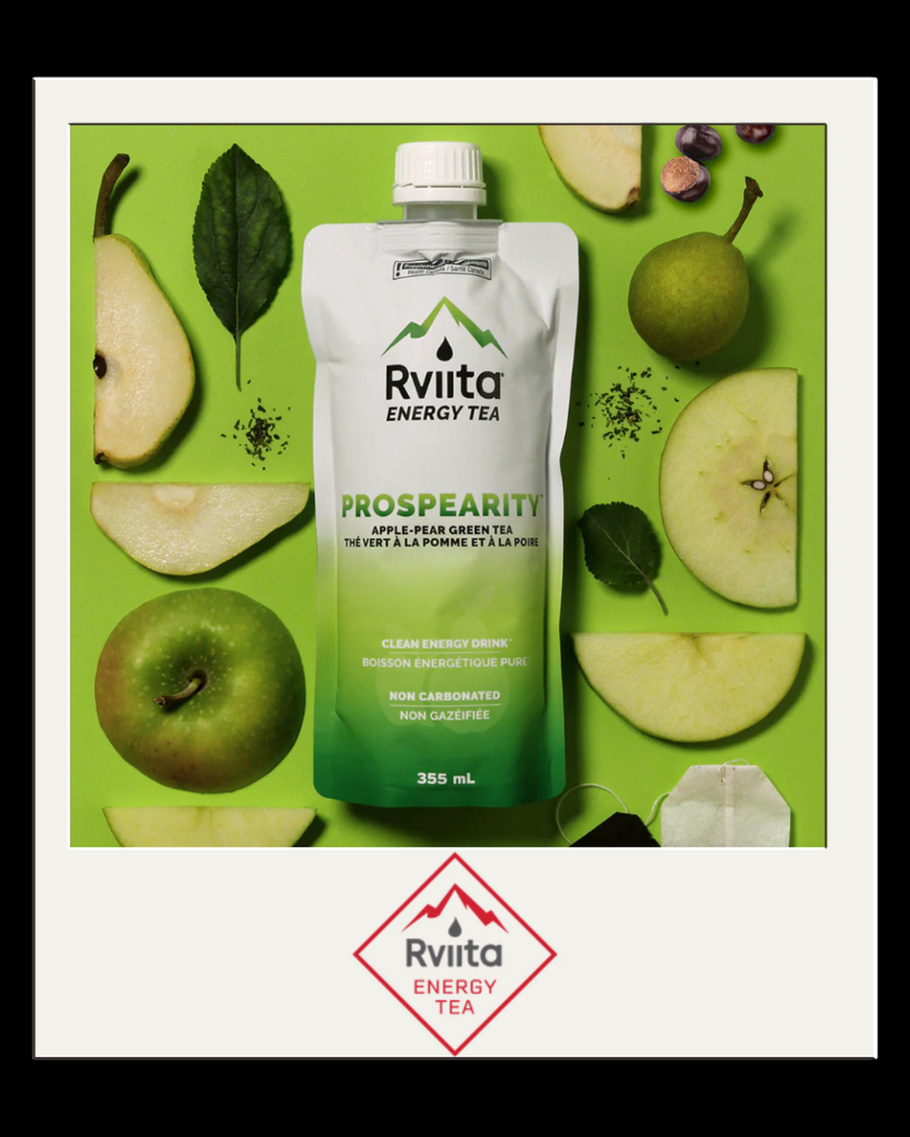 Rviita, tea, real fruit juice, vitamins, energy drink, caffeine