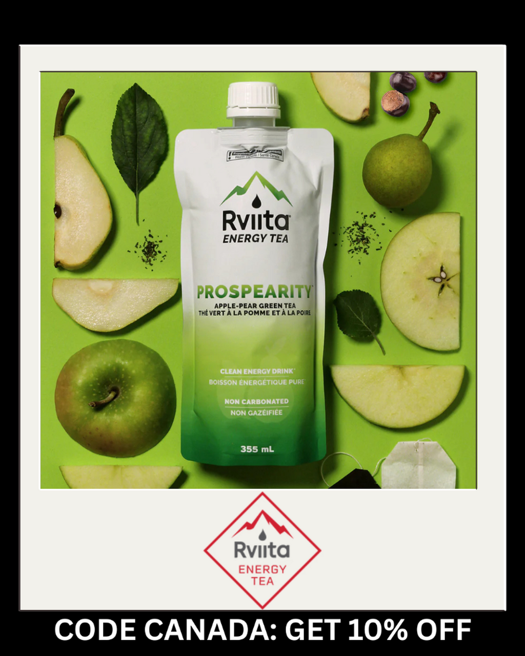 Rviita, tea, fruit juice, vitamins, energy drink, caffeine