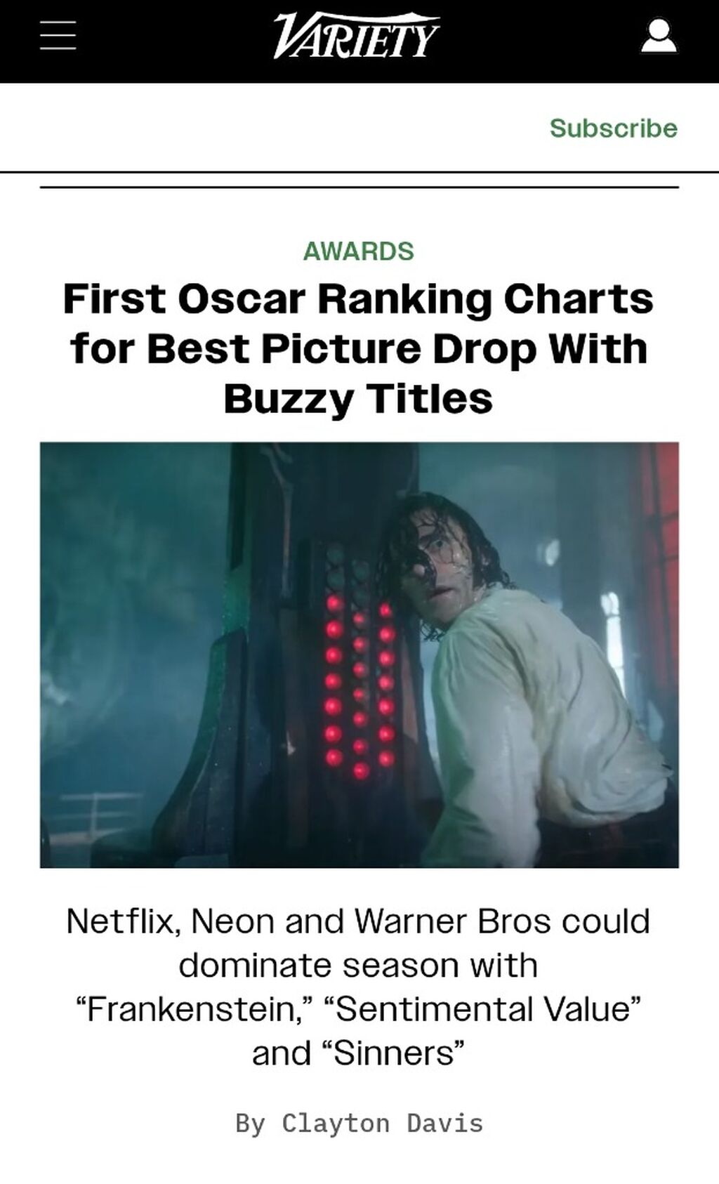 Oscar Predictions: Best Picture &mdash; Netflix, Neon and Warner Bros Could Dominate Season With &lsquo;Frankenstein,&rsquo; &lsquo;Sentimental Value&rsquo; and &lsquo;Sinners&rsquo; 