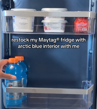 Side-by-Side Refrigerator with Arctic Blue Interior