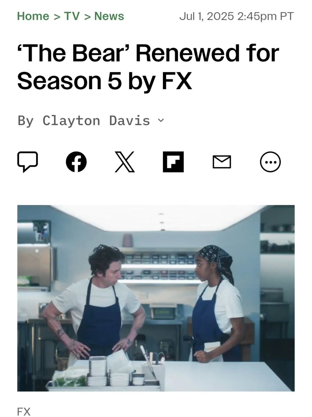 &lsquo;The Bear&rsquo; Renewed for Season 5 by FX