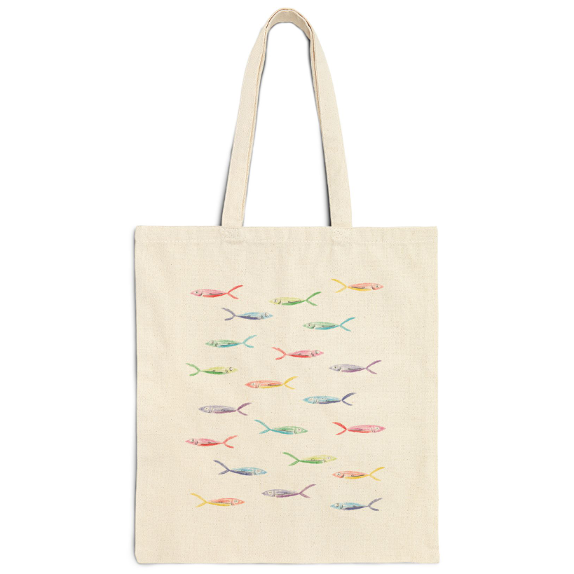 Rainbow Sardine Canvas Tote Bag