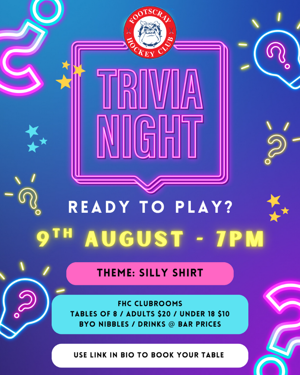 2025 Trivia Night - Booking