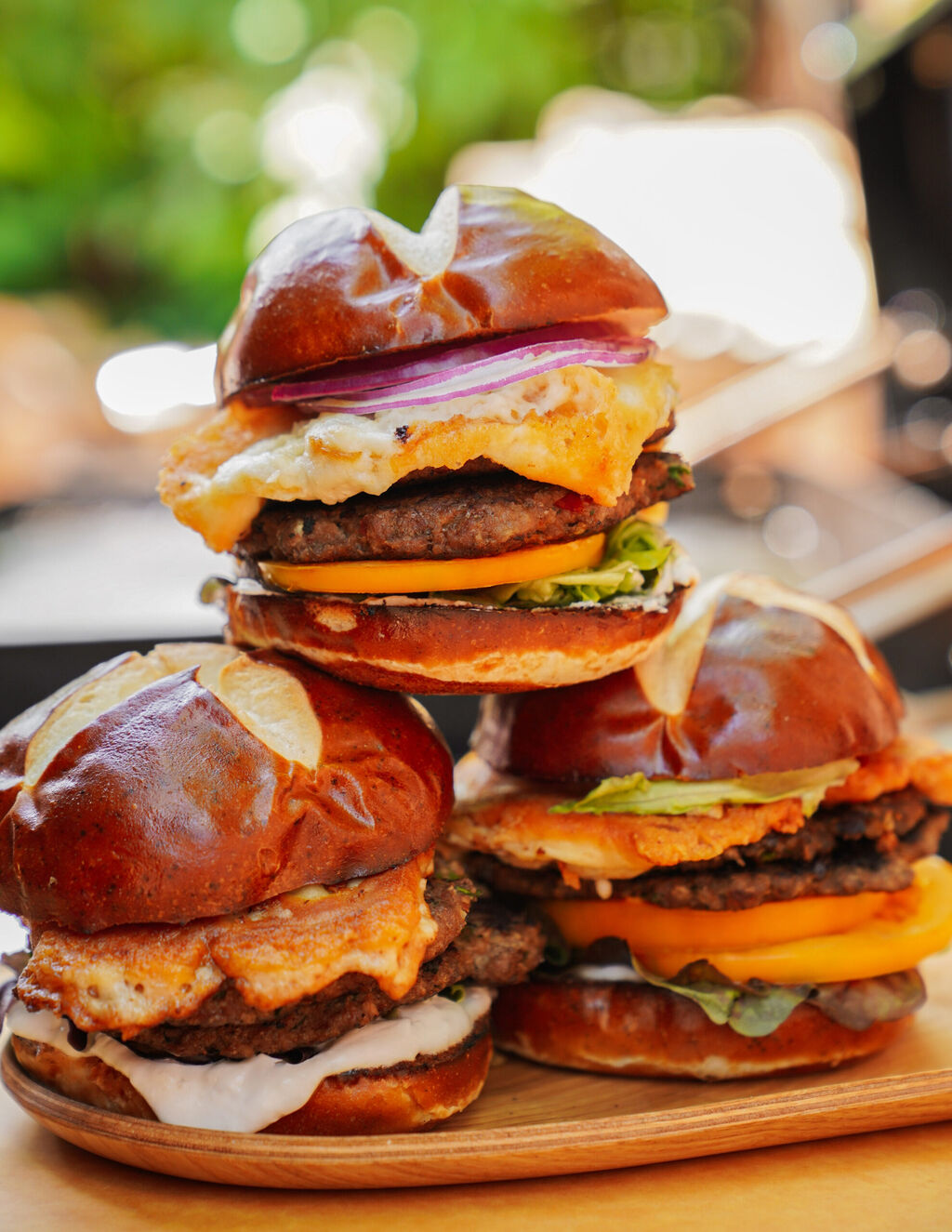 Greek Burger with Flaming Saganaki Cheese