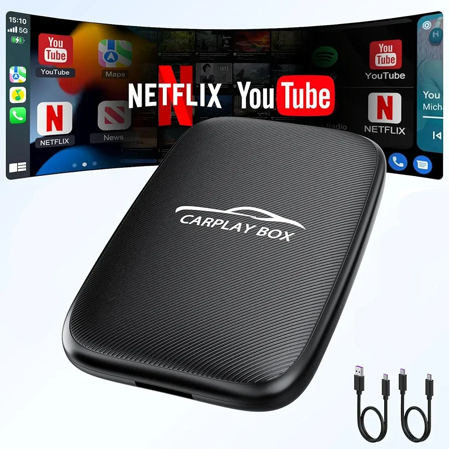 3-in-1 Wireless CarPlay Adapter | Android Auto, Netflix, YouTube | Plug & Play