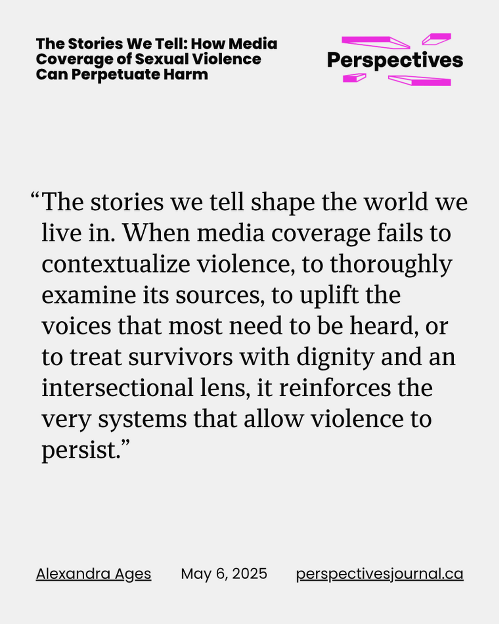The Stories We Tell: How Media Coverage of Sexual Violence Can Perpetuate Harm | Perspectives Journal