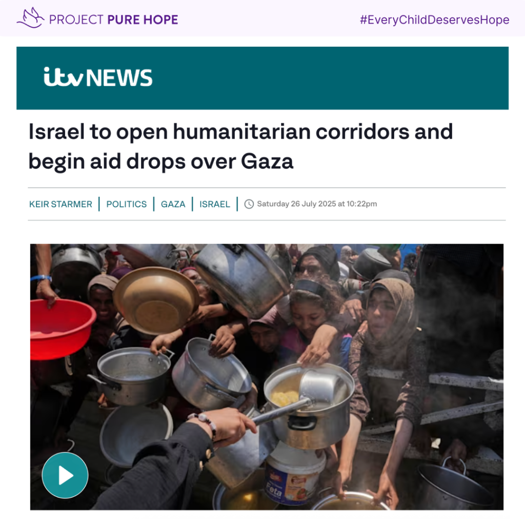 article: Israel to open humanitarian corridors and begin aid drops over Gaza