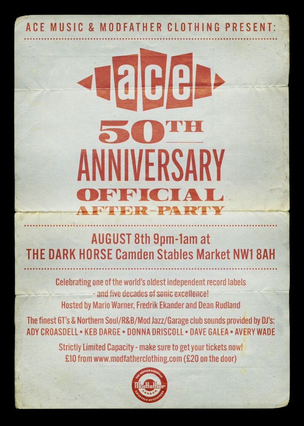 Modfather Clothing x Ace Records 50th Anniversary Official After Party