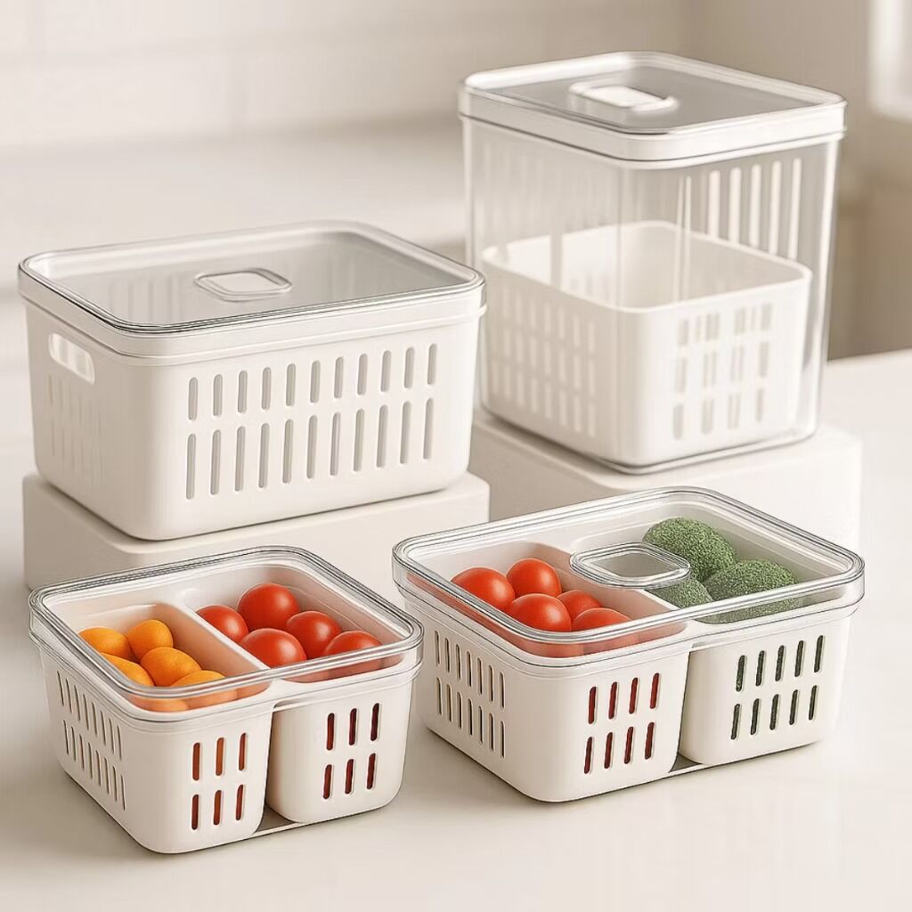 Kit organizadores de geladeira branco