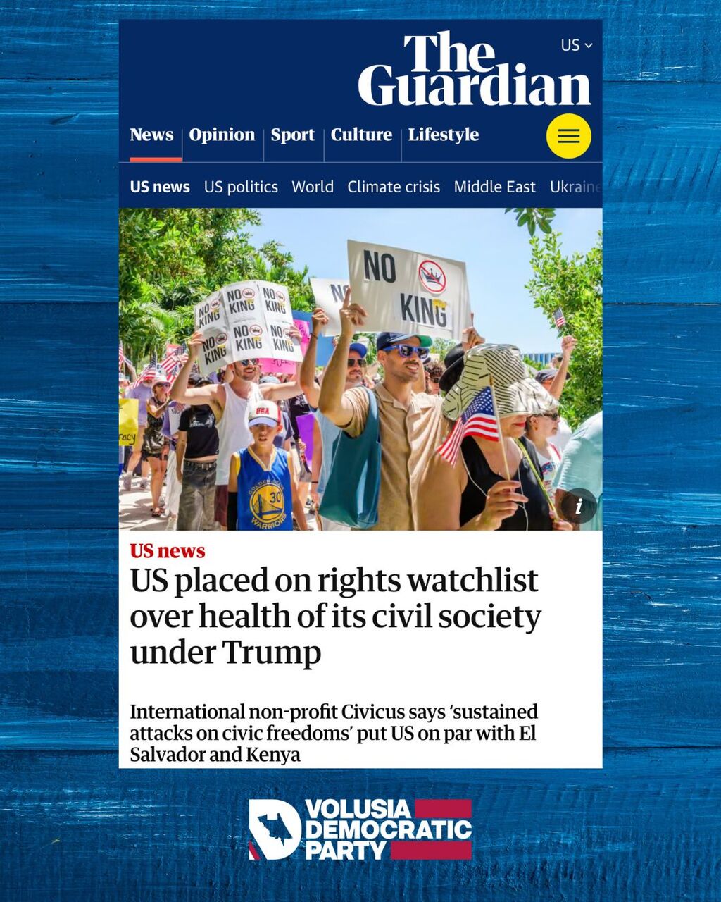 US placed on rights watchlist over health of its civil society under Trump