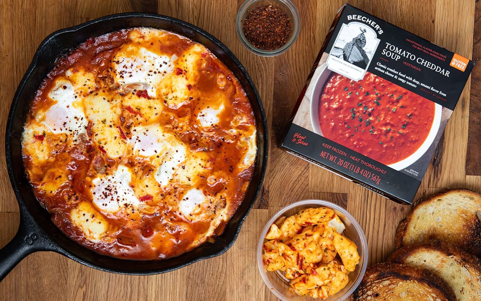 Tomato Cheddar Harissa Skillet Eggs Recipe