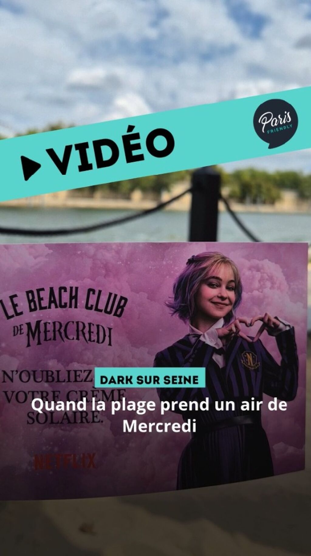 Mercredi Addams installe sa plage gothique &agrave; Paris avec animations gratuites !