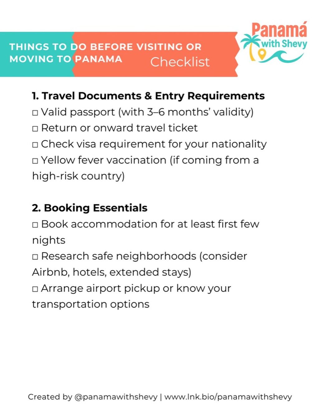 THINGS TO DO BEFORE VISITING CHECKLIST