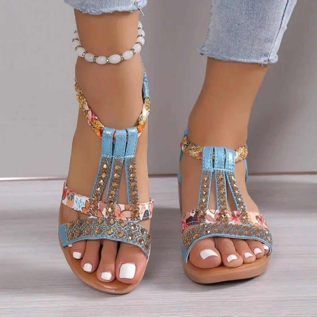 Powder Blue Tiled Sandals - Sizes 6 to 9