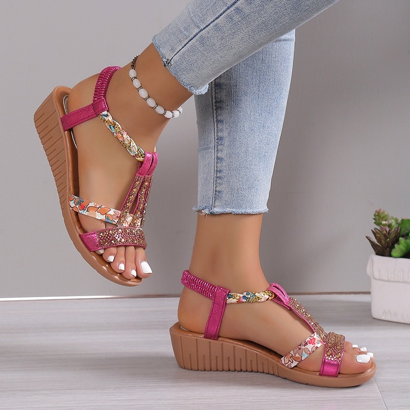 Dark Pink Tiled Sandals - Sizes 6 to 9