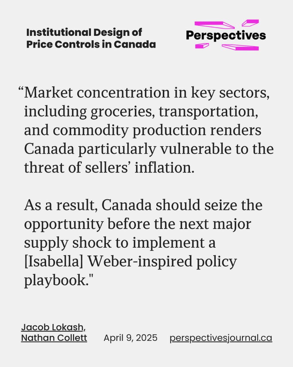 Institutional Design of Price Controls in Canada | Perspectives Journal