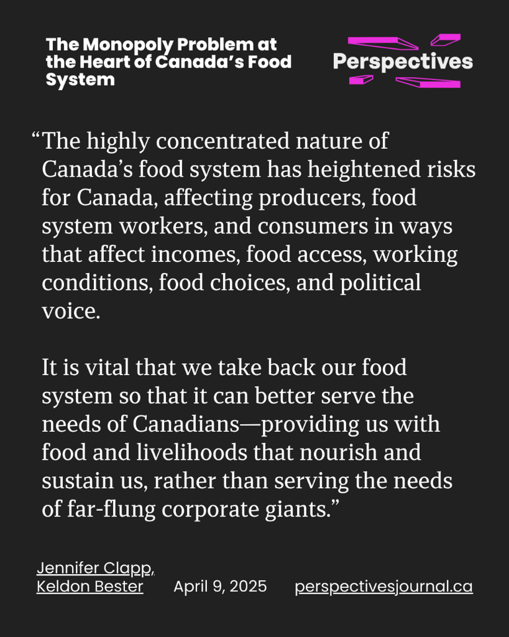 The Monopoly Problem at the Heart of Canada's Food System | Perspectives Journal