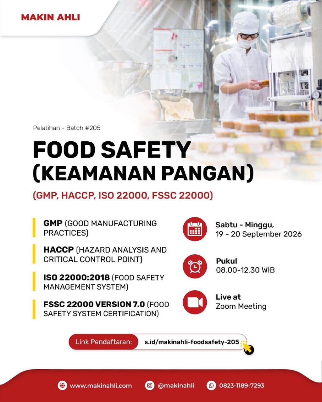 PELATIHAN FOOD SAFETY (GMP, HACCP, ISO 22000:2018, FSSC 22000 VERSION 7.0) BATCH 210