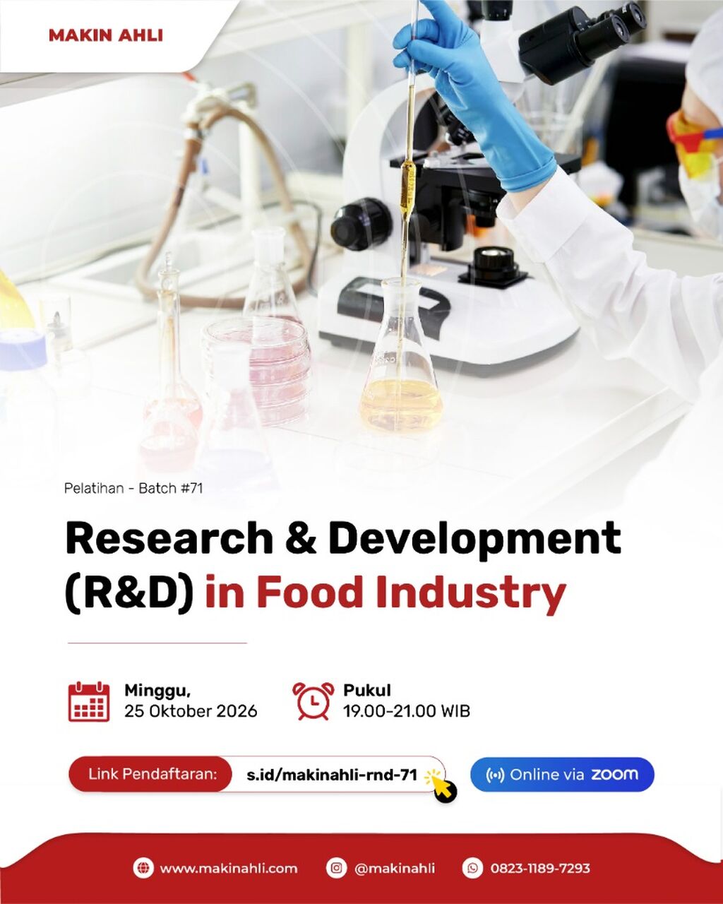 PELATIHAN RESEARCH AND DEVELOPMENT (R&D) IN FOOD INDUSTRY BATCH 71