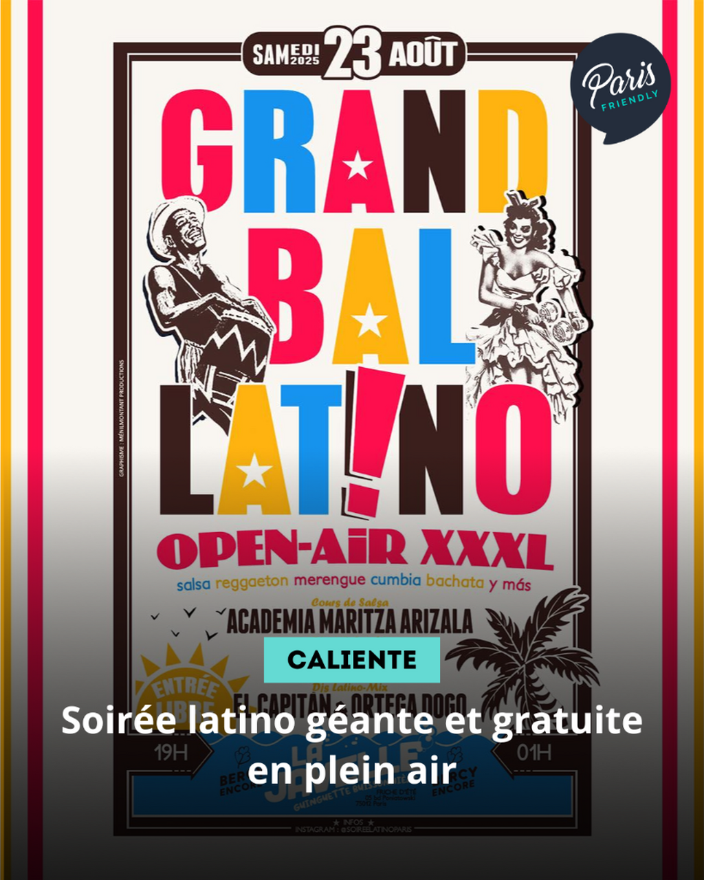 Soir&eacute;e latino g&eacute;ante et gratuite en plein air