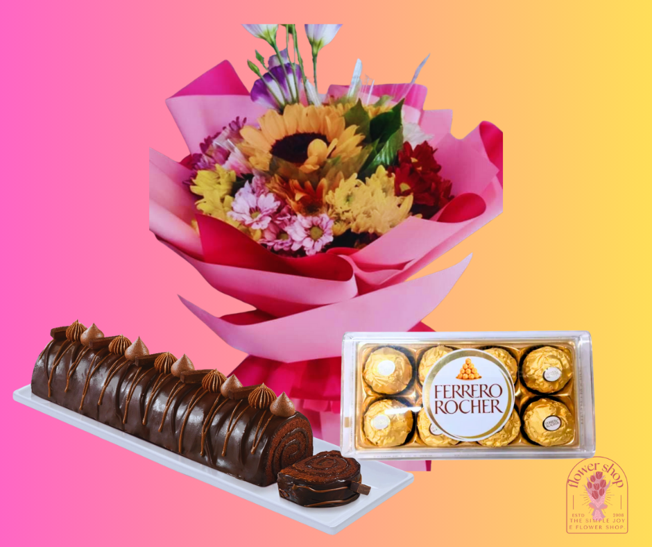 Assorted Bouquet with Cake